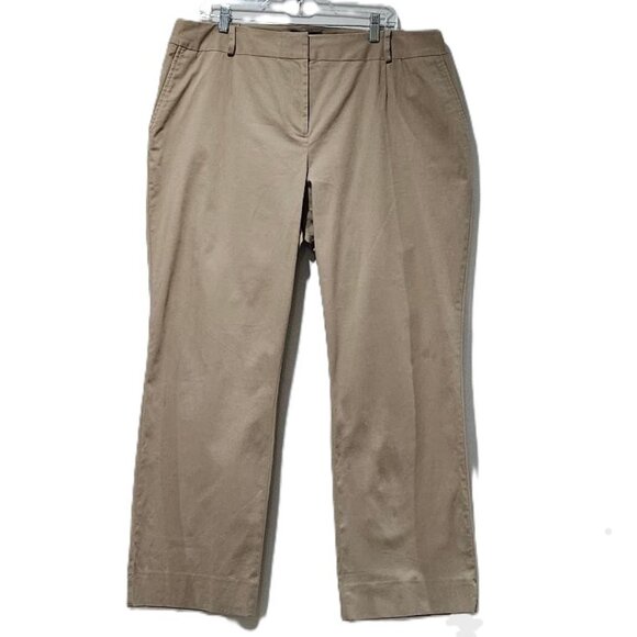 Talbots Pants - TALBOTS HERITAGE KHAKI STRAIGHT LEG ZIPPER ELASTIC SIDE WAIST PANTS 18W  CAPRIS